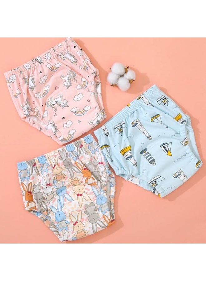 عبوة من قطعتين من سراويل التدريب على استخدام المرحاض للأطفال الأولاد والبنات، سراويل تدريب ماصة للأطفال الصغار مصنوعة من القطن قابلة لإعادة الاستخدام ومطبوعة برسومات للأطفال من وزن 7-14 كجم (2-3 سنوات/مقاس 100). - Image 4